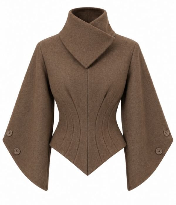 Women’s Brown Sculpted Crossover-Neck Sweater Jacket