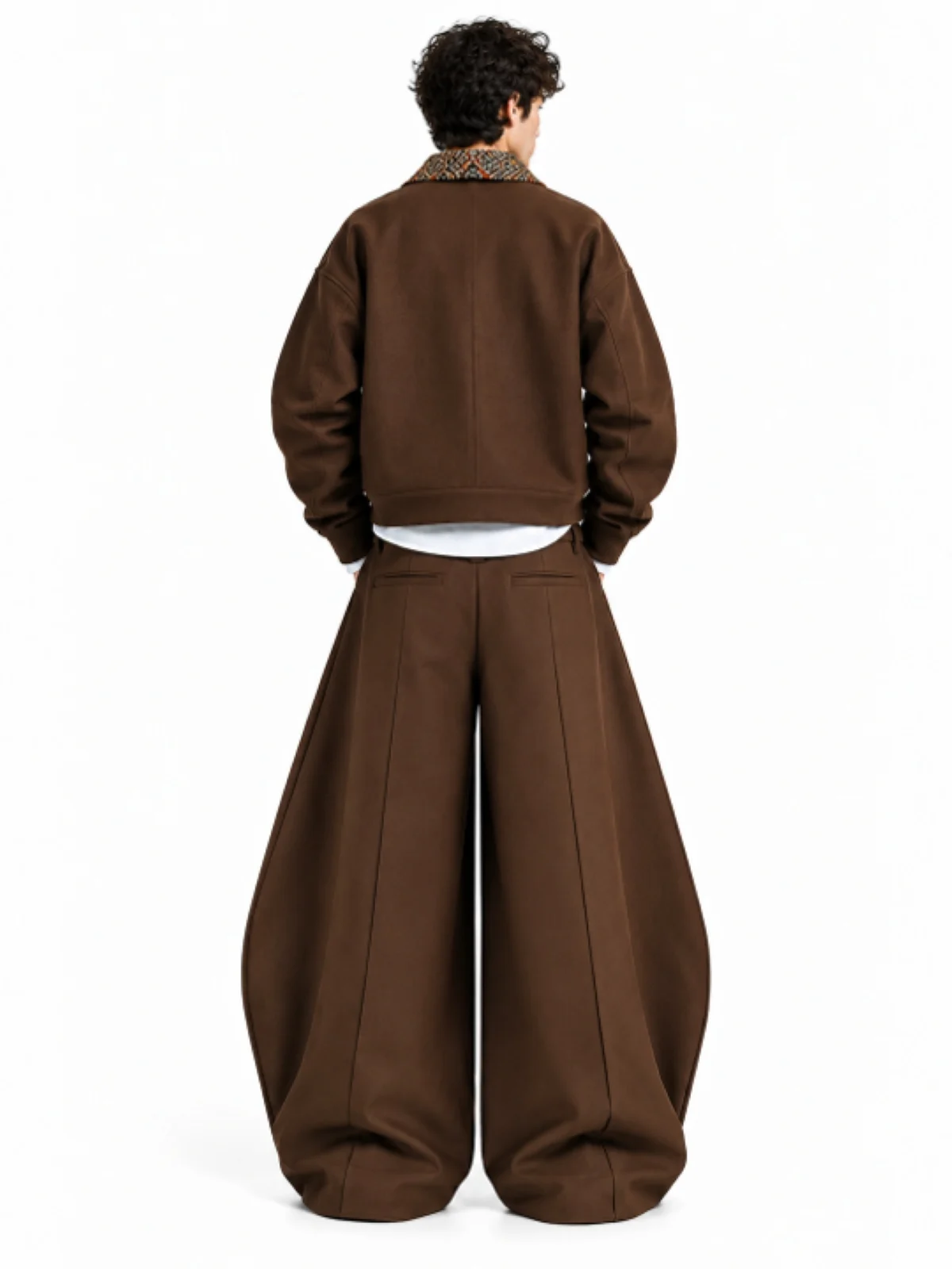 Chestnut Brown Hooded Zip-Up Jacket with Printed Pocket Panels - Image 3