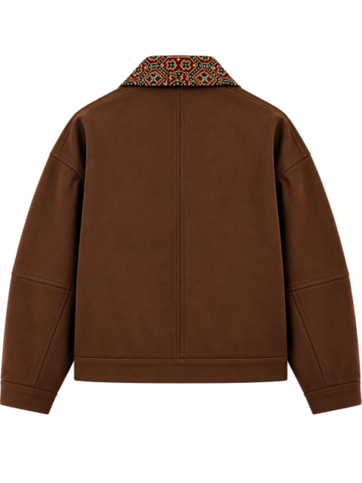 Chestnut Brown Hooded Zip-Up Jacket with Printed Pocket Panels - Image 2