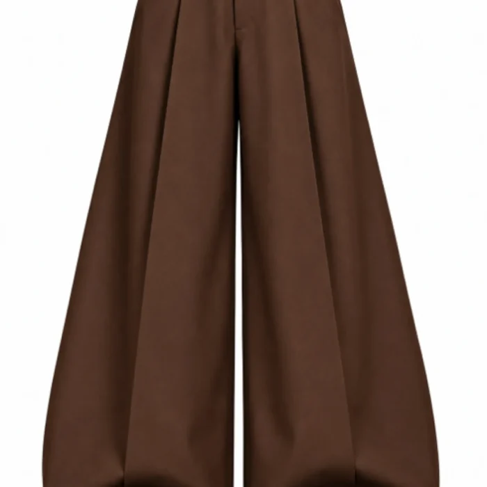 Men's Dark Chocolate Brown Wide-Leg Tailored Trousers