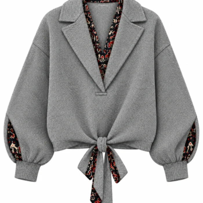 Women’s Tie-Front Blouse and Barrel-Leg Trouser Set