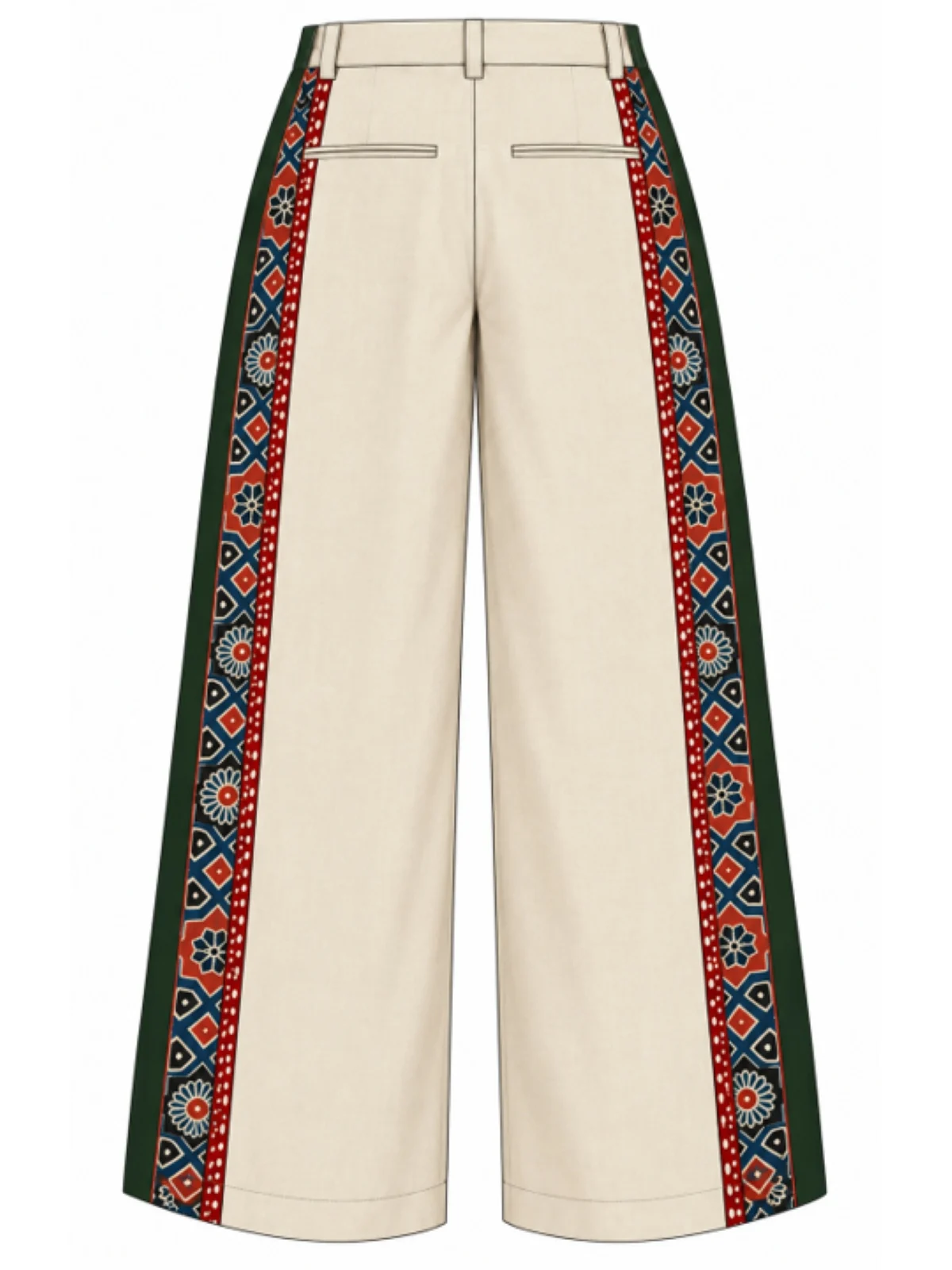 Dark Chocolate Brown Cropped Blazer Jacket and Ivory Cream Wide-Leg Trousers Set - Image 3
