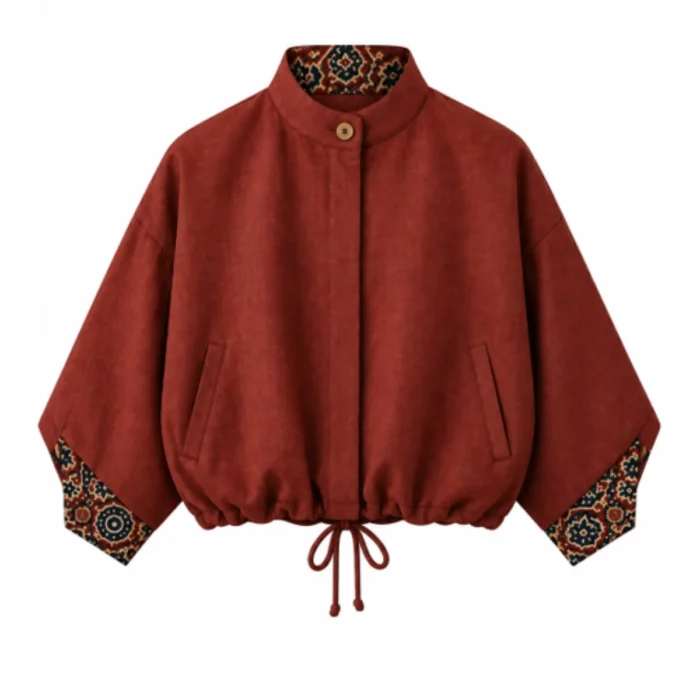 Women’s Rust Red Jacket and Wide-Leg Trouser Set