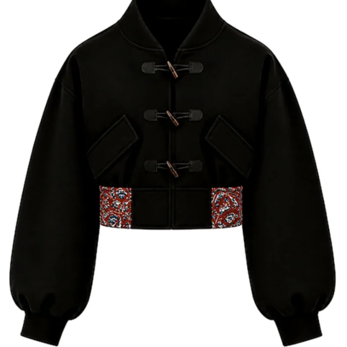 Women’s Toggle-Closure Cropped Jacket and Barrel-Leg Trouser Set